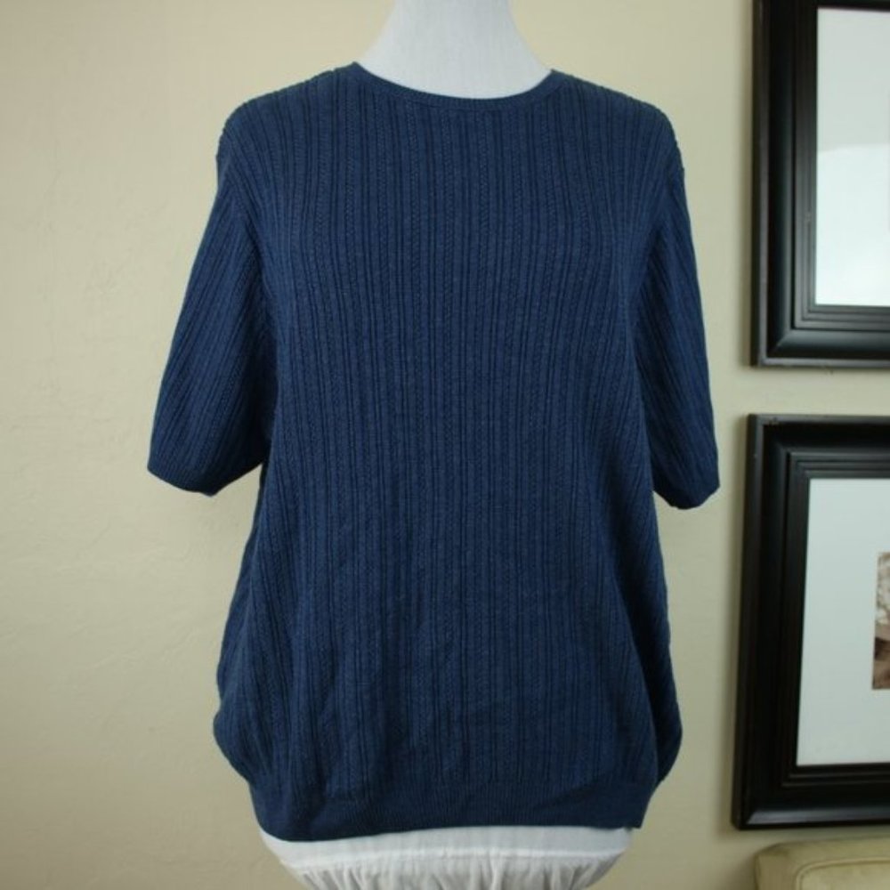 Alfred Dunner Blue Short Sleeve Knit Top Size 2X